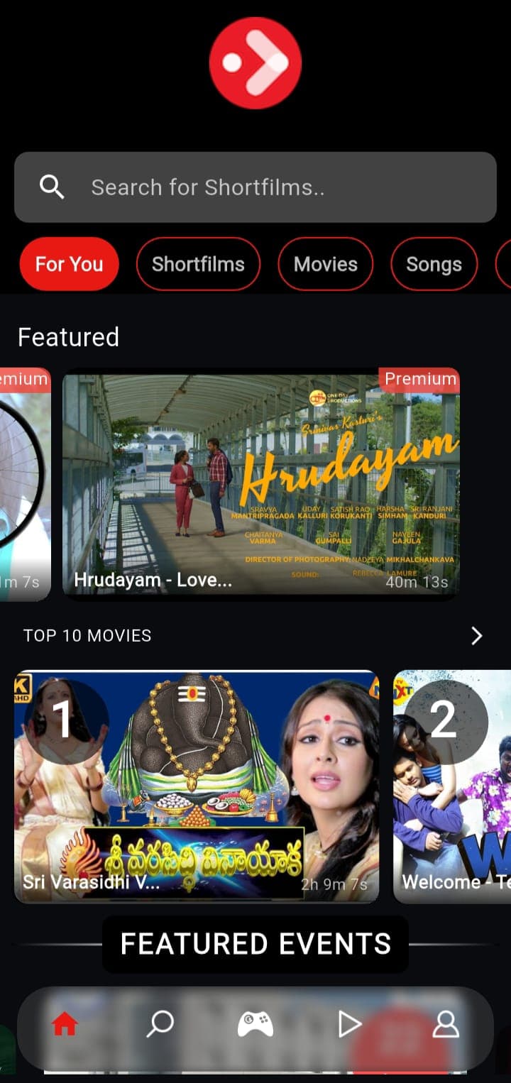 Shortfundly home feed with featured and categories